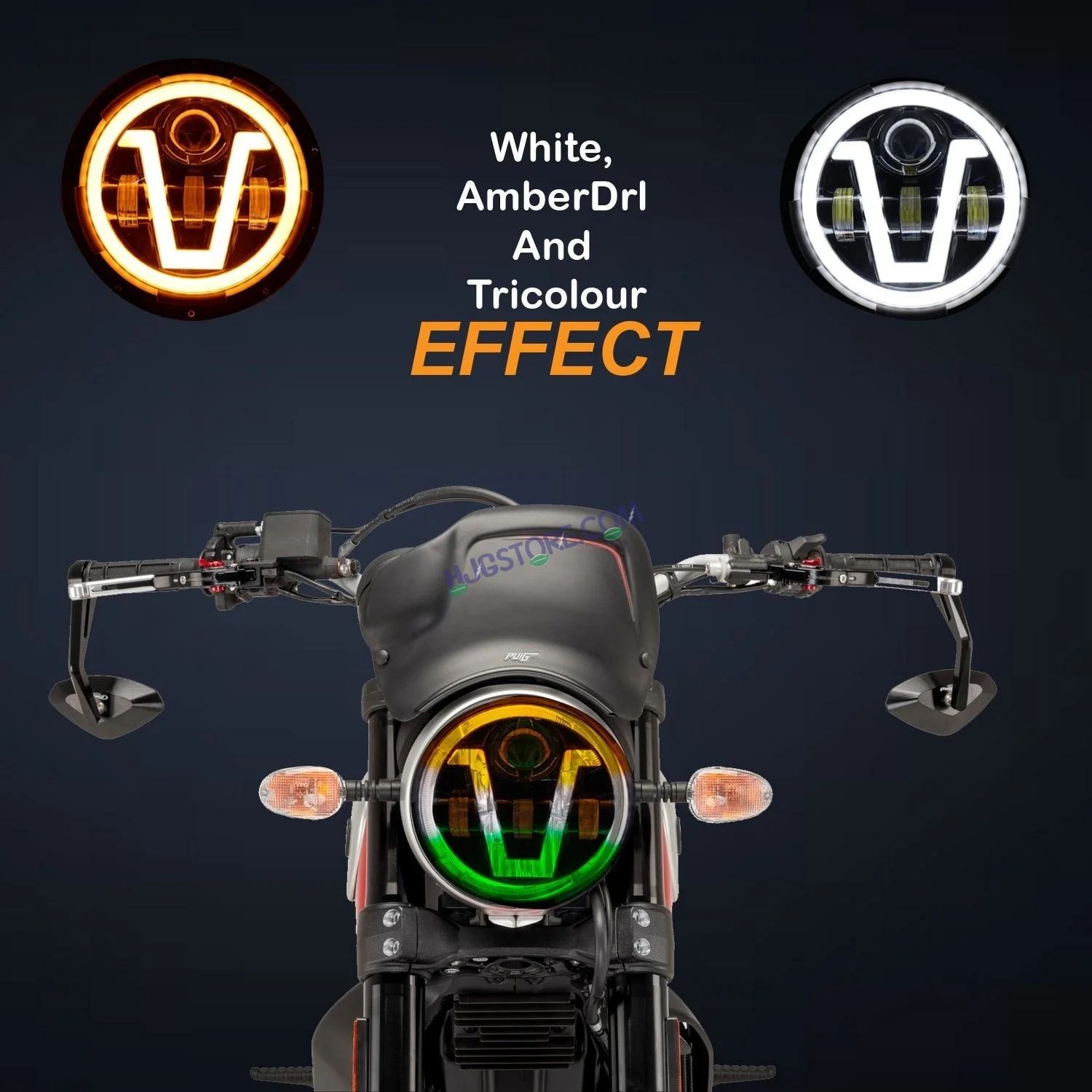 HJG 7 Inch Round Harley Led Headlight Compatible with Jeep Thar, Harley Davidson & Royal Enfield (DC12-80V, 90W) - Image 3