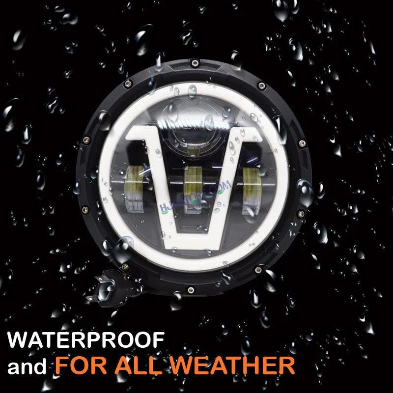 HJG 7 Inch Round Harley Led Headlight Compatible with Jeep Thar, Harley Davidson & Royal Enfield (DC12-80V, 90W) - Image 4