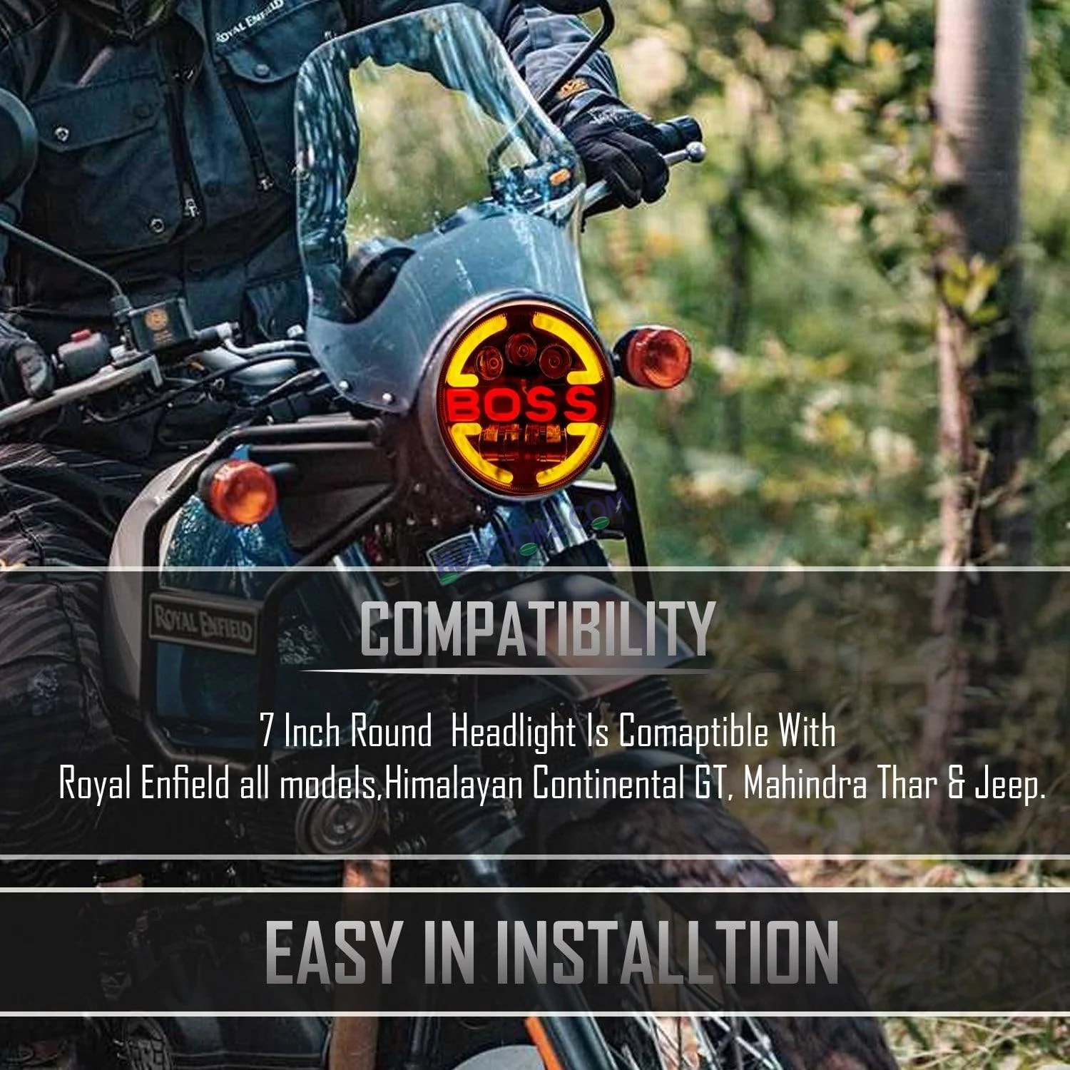 HJG 7 Inch Round Headlight Compatible with Royal Enfield, Jeep & Harley Davidson (Harley Boss Headlight) - Image 3