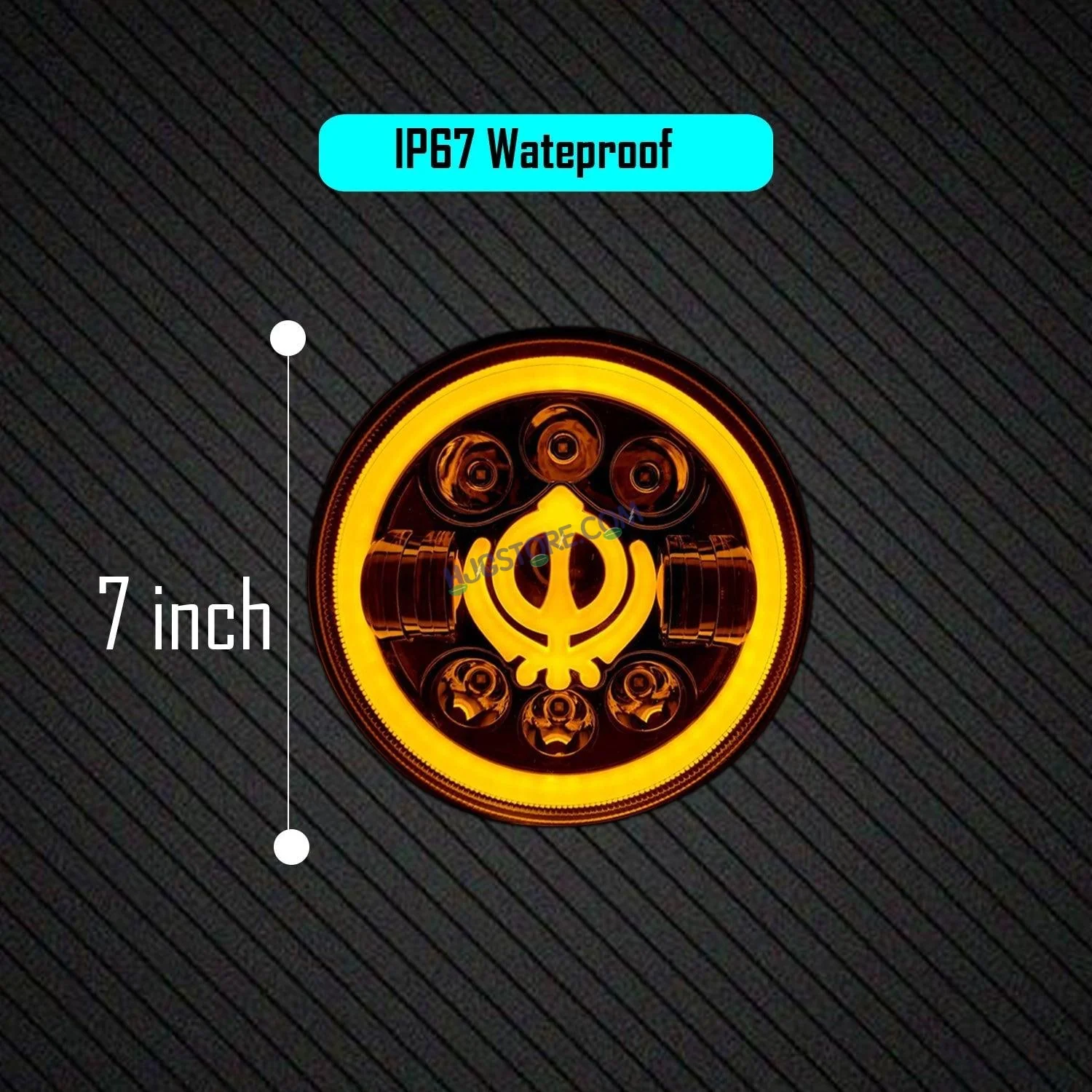 HJG 7 Inch Round Headlight Compatible with Royal Enfield, Jeep & Harley Davidson (Khanda DRL) (12V-80V 75W) - Image 7