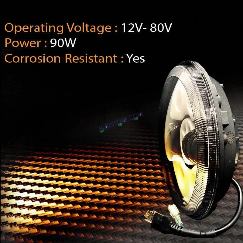 HJG 7 Inch Tri Colour Round LED Harley Headlight Fits in Royal Enfield, Thar (12V-80V 90W) (Tiranga) - Image 3