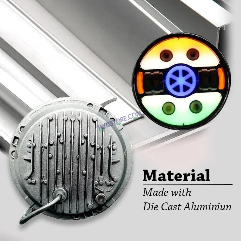 HJG 7 Inch Tri Colour Round LED Harley Headlight Fits in Royal Enfield, Thar (12V-80V 90W) (Tiranga) - Image 5