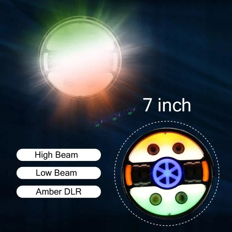 HJG 7 Inch Tri Colour Round LED Harley Headlight Fits in Royal Enfield, Thar (12V-80V 90W) (Tiranga) - Image 6