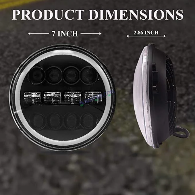 HJG 7 Inch 12 LED Full Ring Headlight Fitting Headlight Compatible with Royal Enfield Classic All Models - Image 3