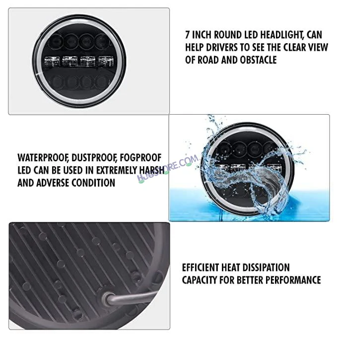 HJG 7 Inch 12 LED Full Ring Headlight Fitting Headlight Compatible with Royal Enfield Classic All Models - Image 6