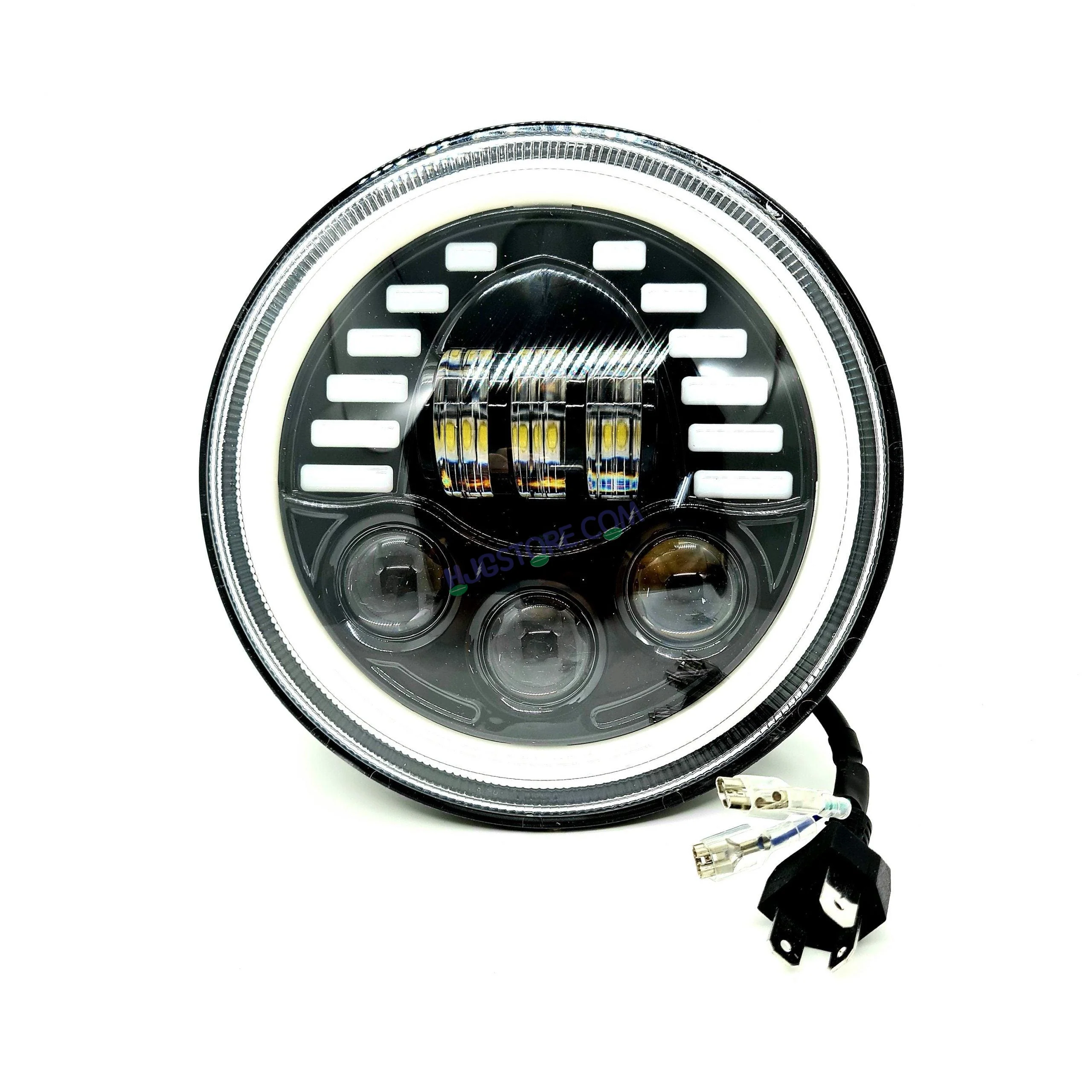 HJG New Indicator Harley Headlight 7Inch Round Led Headlight Fits in Royal Enfield All Models, Mahindra Thar - Image 3