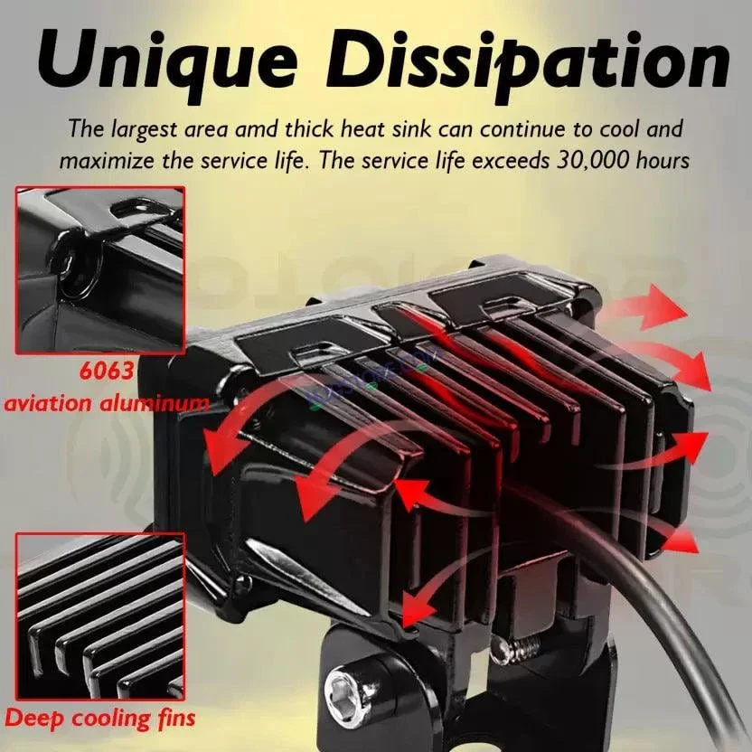 HJG New Model 2 LED Dual Shot 80W Fog Light For Bike/Car/Thar/Jeep ( Cool White, 40W each * 2 = 80W Total ) - Pack of 2 - Image 4