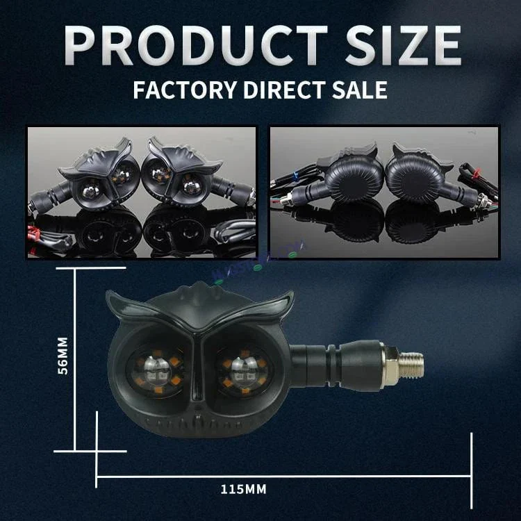 HJG Owl Shape Turn Signal Lights Indicator Universal for All Bikes Models Turn Signal Lights Motorcycle Set of 2 HJG Owl - Image 4