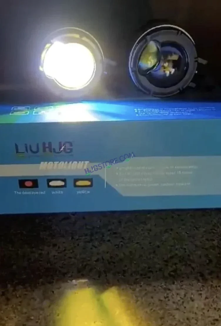 HJG P49 Dual Lens 120W New Model with Power Adaptor Foglight Ultra Wide Dual Intensity LED Driving Fog Lights White/Yellow (2*60W = 120W Total) Universal For All Cars & Bikes - Image 10