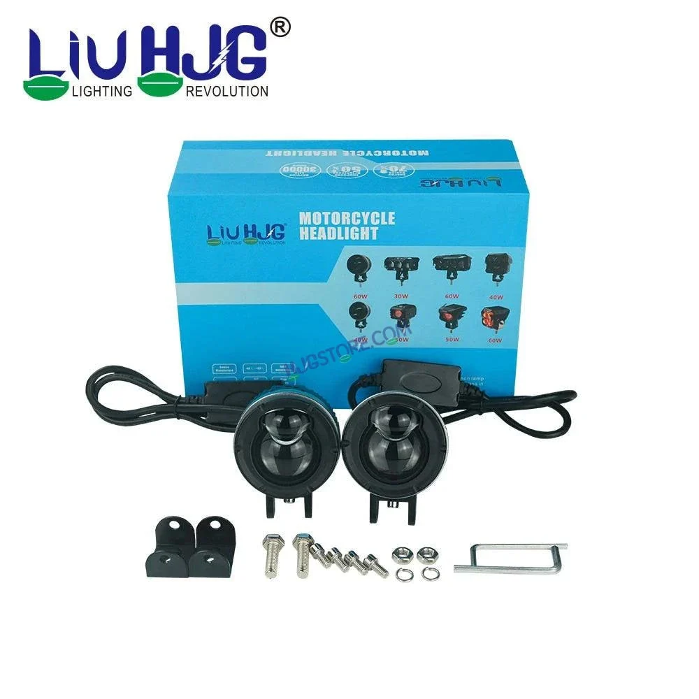 HJG P49 Dual Lens 120W New Model with Power Adaptor Foglight Ultra Wide Dual Intensity LED Driving Fog Lights White/Yellow (2*60W = 120W Total) Universal For All Cars & Bikes - Image 6