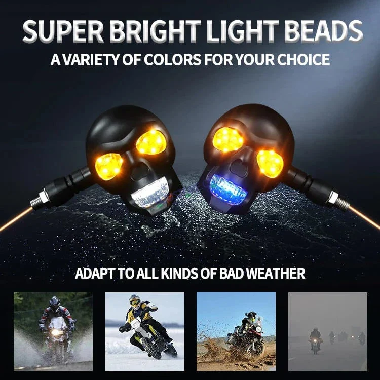 HJG Skull Indicator Skull Shape Turn Signal Lights Indicator Universal for All Bikes Models Turn Signal Lights Motorcycle Set of 2 HJG Skull Indicator - Image 3