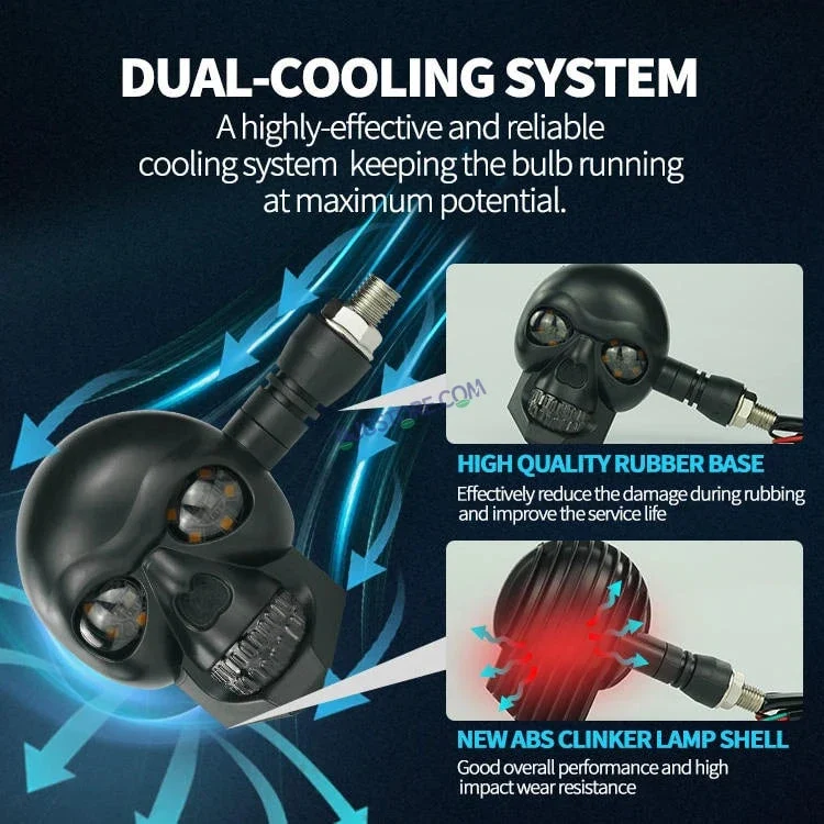 HJG Skull Indicator Skull Shape Turn Signal Lights Indicator Universal for All Bikes Models Turn Signal Lights Motorcycle Set of 2 HJG Skull Indicator - Image 4