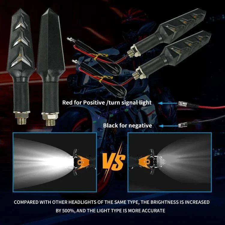 HJG Waterproof Flexible Arrow Running Style Blinker Bright LED Indicators Universal For All Bike Models Motorcycle Turn Signal Lights - Image 3