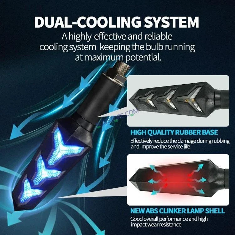 HJG Waterproof Flexible Arrow Running Style Blinker Bright LED Indicators Universal For All Bike Models Motorcycle Turn Signal Lights - Image 5