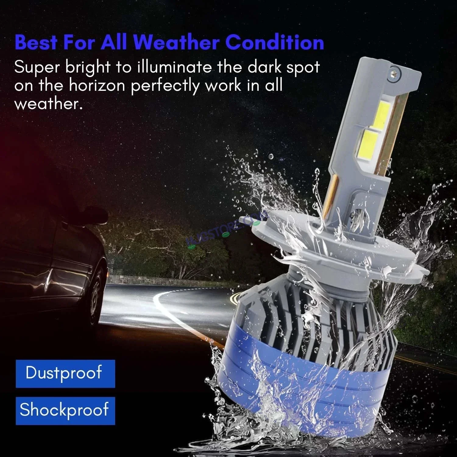 LIU HJG ORIGINAL 300W LED Vehicle Headlight Bulb (2 * 150 WATTS) 2 Pc LED Headlight Bulb H4 150W For All Cars  (Low and High Beam Bulbs (White) AC/DC 300Watt) - Type H4 - Image 4