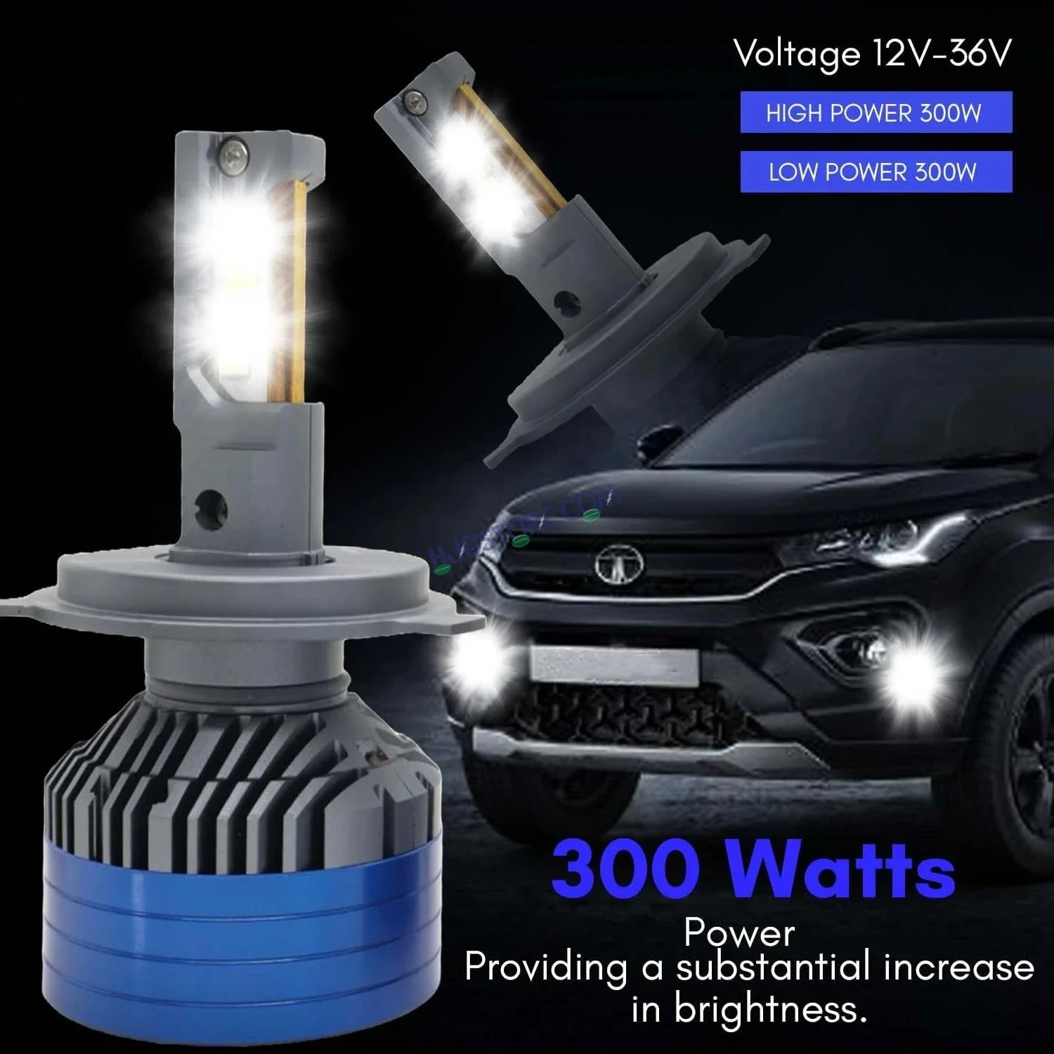 LIU HJG ORIGINAL 300W LED Vehicle Headlight Bulb (2 * 150 WATTS) 2 Pc LED Headlight Bulb H4 150W For All Cars  (Low and High Beam Bulbs (White) AC/DC 300Watt) - Type H4 - Image 5