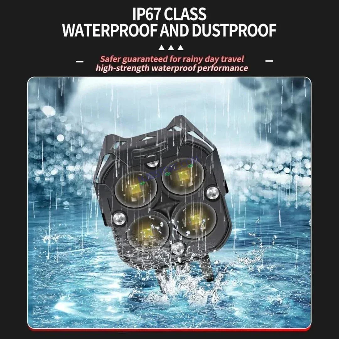 Original HJG 3-in-1 HJG Fog Light: 120W-12V Red, White, Yellow! Illuminate Your Ride with 4 LED Laser Widelight. Perfect for Bike, Car, Thar, Jeep Adventures - Image 5